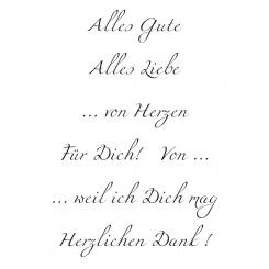 Efco Stempel Clear „Alles Gute“, transparent, A7/ 74 x 105 mm, 7-teilig 