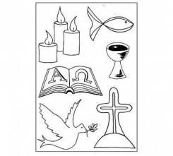 Efco Stempel Clear „Christliche Symbole“, transparent, A7/ 74 x 105 mm, 6-teilig 