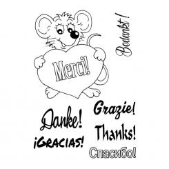 Efco Stempel Clear „Danke! Merci! Thanks!“, transparent, A7/ 74 x 105 mm, 8-teilig 
