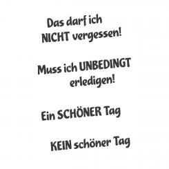 Efco Stempel Clear Das darf ich nicht vergessen!, transparent, A7/ 74 x 105 mm, 4-teilig 