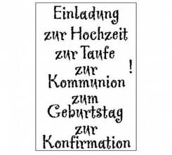 Efco Stempel Clear „Einladung 1“, transparent, A7/ 74 x 105 mm, 7-teilig 
