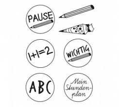 Efco Stempel Clear „Einschulung 3“, transparent, A7/ 74 x 105 mm, 7-teilig 