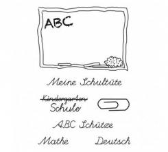 Efco Stempel Clear „Einschulung 5“, transparent, A7/ 74 x 105 mm, 7-teilig 