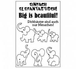 Efco Stempel Clear „Elefanten“, transparent, A7/ 74 x 105 mm, 7-teilig 