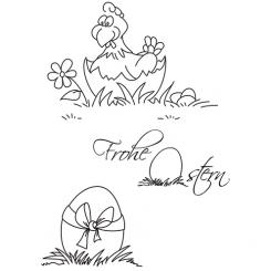 Efco Stempel Clear Frohe Ostern transparent, A7/ 74 x 105 mm, 3-teilig 