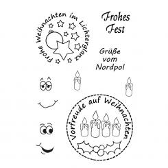 Efco Stempel Clear „Frohes Fest 2“, transparent, A7/ 74 x 105 mm, 8-teilig 