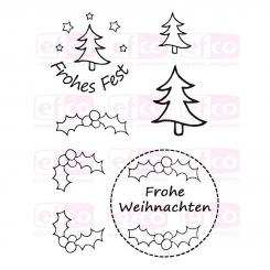 Efco Stempel Clear „Frohes Fest 3“, transparent, A7/ 74 x 105 mm, 7-teilig 