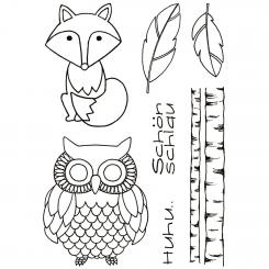 Efco Stempel Clear Fuchs/Eule, transparent, A7/ 74 x 105 mm, 7-teilig 