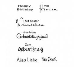 Efco Stempel Clear „Geburtstag 1“, transparent, A7/ 74 x 105 mm, 7-teilig 