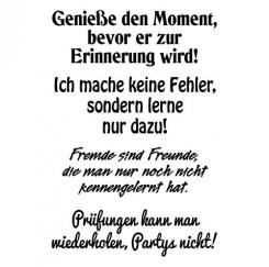 Efco Stempel Clear „Genieße den Moment“, transparent, A7/ 74 x 105 mm, 4-teilig 