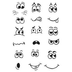 Efco Stempel Clear „Gesichter“, transparent, A7/ 74 x 105 mm, 19-teilig 