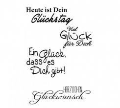 Efco Stempel Clear „Glück“, transparent, A7/ 74 x 105 mm, 4-teilig 