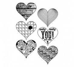 Efco Stempel Clear „Herzen 2“, transparent, A7/ 74 x 105 mm, 6-teilig 