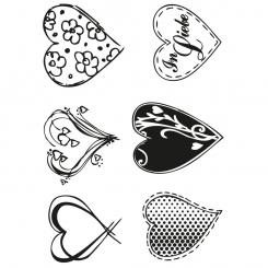 Efco Stempel Clear Herzen transparent, A7/ 74 x 105 mm, 3-teilig 