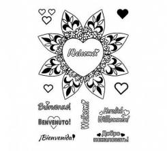 Efco Stempel Clear „Herzlich Willkommen“, transparent, A7/ 74 x 105 mm, 12-teilig 