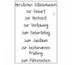 Efco Stempel Clear „Herzlichen Glückwunsch 1“, transparent, A7/ 74 x 105 mm, 9-teilig 