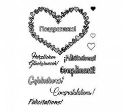 Efco Stempel Clear „Herzlichen Glückwunsch“, transparent, A7/ 74 x 105 mm, 11-teilig 