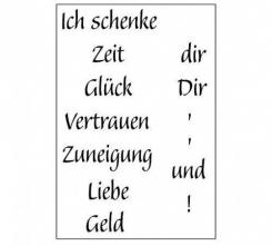 Efco Stempel Clear „Ich schenke“, transparent, A7/ 74 x 105 mm, 13-teilig 