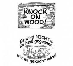 Efco Stempel Clear „KNOCK ON WOOD!“, transparent, A7/ 74 x 105 mm, 2-teilig 