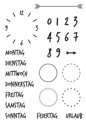 Efco Stempel Clear „Kalender 2“, transparent, A7/ 74 x 105 mm, 26-teilig 