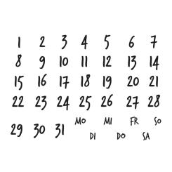 Efco Stempel Clear Kalender 5, transparent, A7/ 74 x 105 mm, 11-teilig 