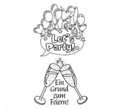 Efco Stempel Clear „Let's Party!“, transparent, A7/ 74 x 105 mm, 2-teilig 