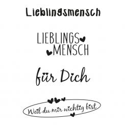 Efco Stempel Clear „Lieblingsmensch“, transparent, A7/ 74 x 105 mm, 4-teilig 
