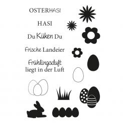 Efco Stempel Clear „Ostern 3“, transparent, A7/ 74 x 105 mm, 16-teilig 