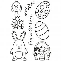 Efco Stempel Clear Ostern transparent, A7/ 74 x 105 mm, 8-teilig 