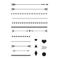 Efco Stempel Clear „Pfeile + Linien“, transparent, A7/ 74 x 105 mm, 18-teilig 