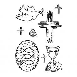 Efco Stempel Clear „Religion / “, transparent, A7/ 74 x 105 mm, 8-teilig 