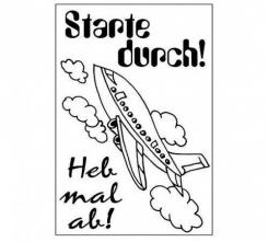 Efco Stempel Clear „Starte durch!“, transparent, A7/ 74 x 105 mm, 3-teilig 