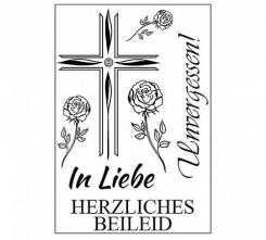 Efco Stempel Clear „Trauer Unvergessen“, transparent, A7/ 74 x 105 mm, 7-teilig 