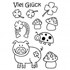 Efco Stempel Clear Viel Glück, transparent, A7/ 74 x 105 mm, 11-teilig 
