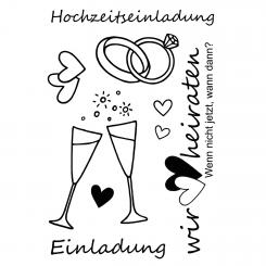 Efco Stempel Clear Wir heiraten, transparent, A7/ 74 x 105 mm, 9-teilig 