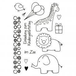 Efco Stempel Clear Zoo kindlich, transparent, A7/ 74 x 105 mm, 13-teilig 