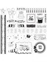 Fiskars Clear Stempel Set Geburtstag 44 tlg 