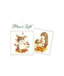 Flower Soft® 6 Kartenaufleger Igel Kicking up leaves 
