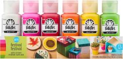 Plaid Folkart - Matte Premium Acrylfarbe 59ml- 12er Set Festival 