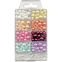 Glasperlen-Sortiment 9 Farben 50g ø 3-4-6-8 mm 
