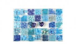 Glasperlen displ.box Mix aqua 30x21x2cm 