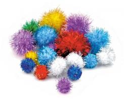 Glitter PomPoms bunt sort. 30 Stk. Ø 10-25mm 