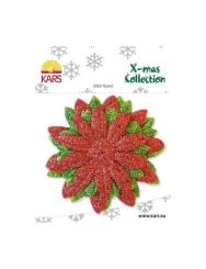 Glitter flowers large rot/grün Ø 8,5 + 11,5cm / 12 ST 