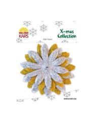 Glitter flowers large silber/gold Ø 8,5 + 11,5cm / 12 ST 