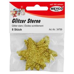 Glitzersterne 4,8 cm - 8 Stück Gold Gold