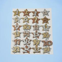 HobbyFun Adventskalenderzahlen 1-24 gold-creme-silber 