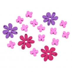 Holzperlen Blüten flach 16 Stk. sortiert 