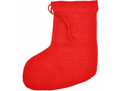 Jute-Socke / -Stiefel 12x24cm rot mit Zugband 