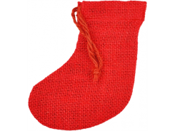 Jute-Socke / -Stiefel 6x12cm rot mit Zugband 