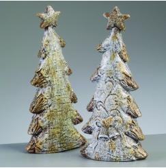 Keramik Baum weiß/silber 9,5 x 5 x H21cm/ 1 Stk. 